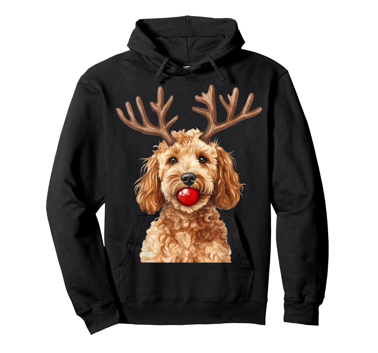 Doodle Dog Reindeer Red Nose Christmas Funny Pet T-Shirt