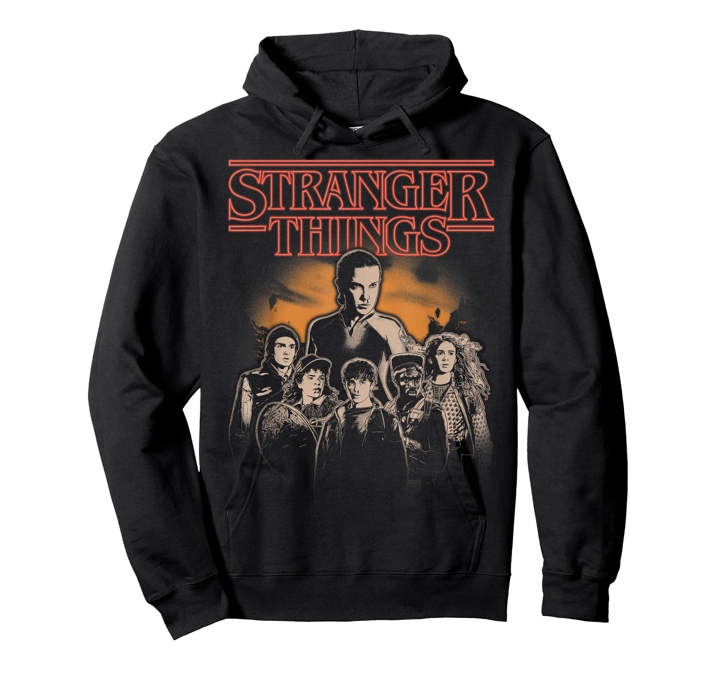 Stranger Things Group Portrait Shot in Black and White T-Shirt