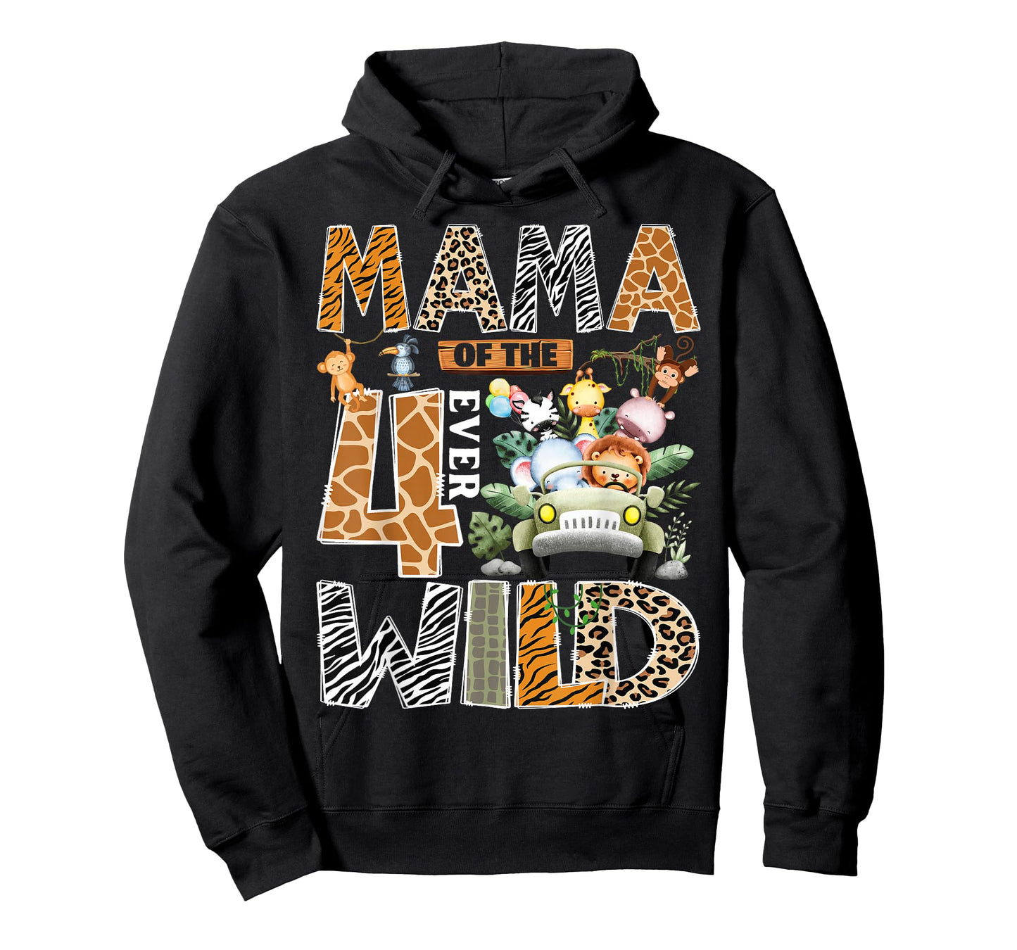 Mama of The Four Ever Wild Safari Jungle 4th Birthday Boy T-Shirt