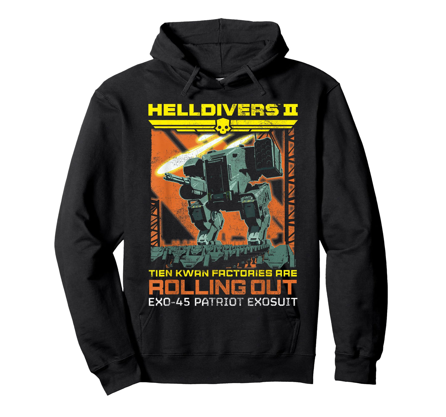 Helldivers 2 Exo-45 Patriot Exosuit Vintage Ad Video Game T-Shirt