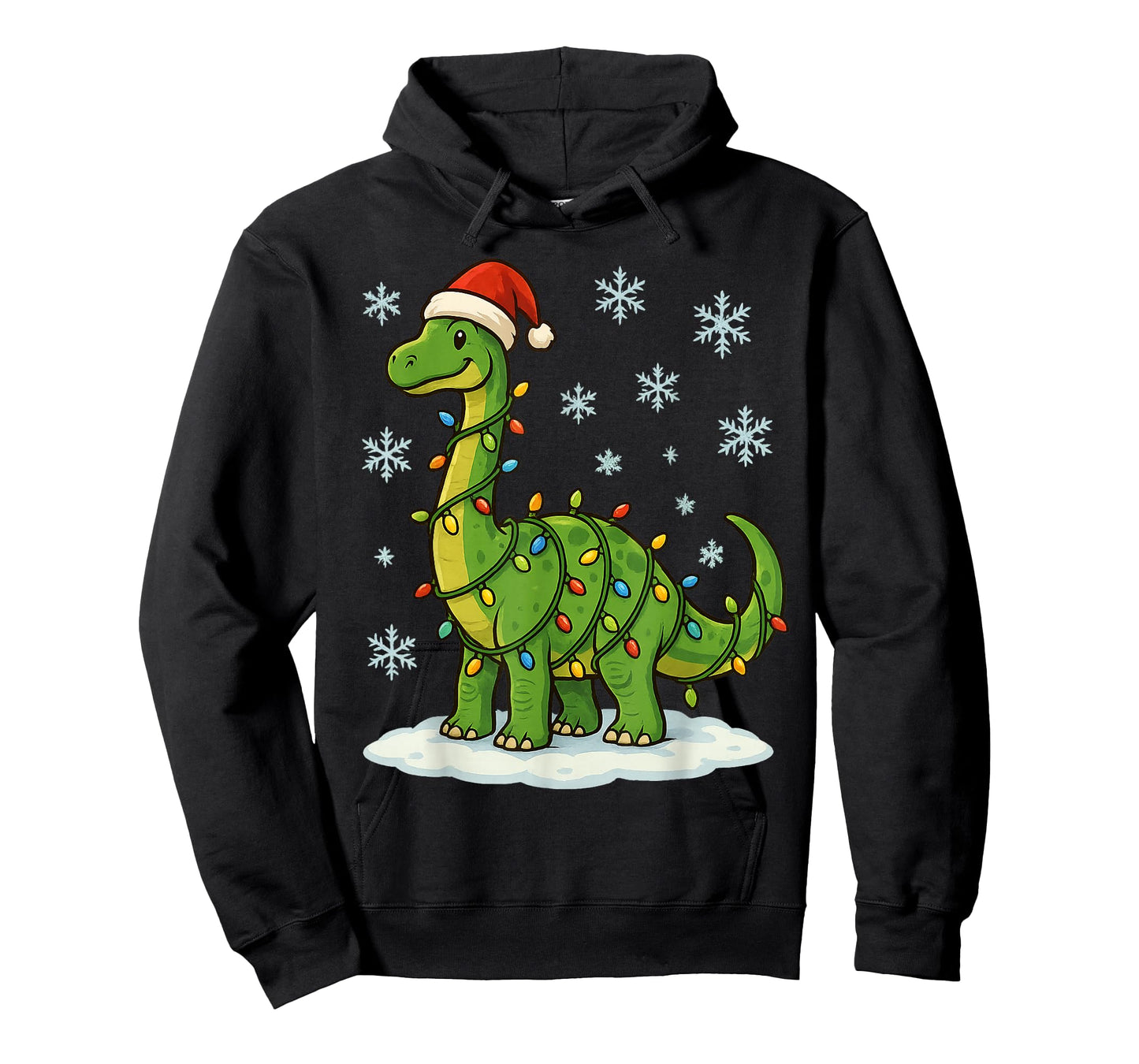 Christmas Lights Wrapped Brachiosaurus Long Neck Dinosaur T-Shirt