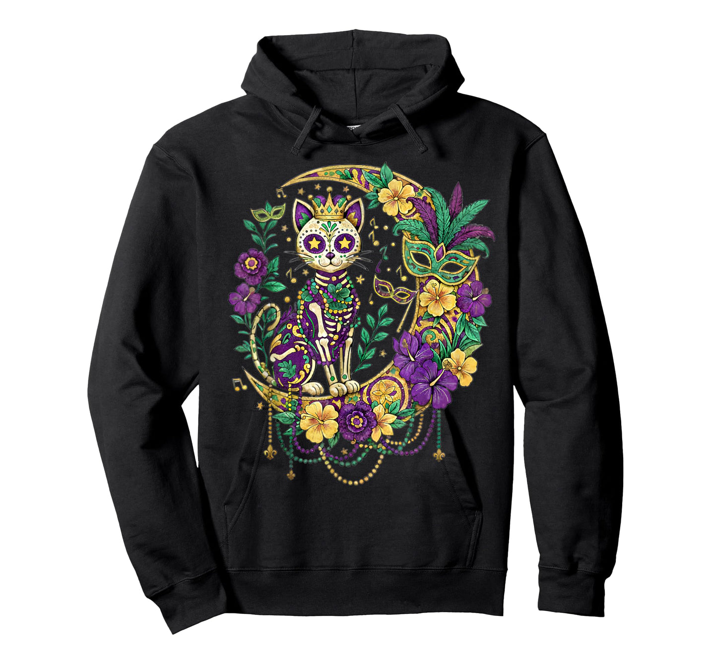 Mardi Gras Costume Sugar Skull Cat Carnival New Orleans T-Shirt