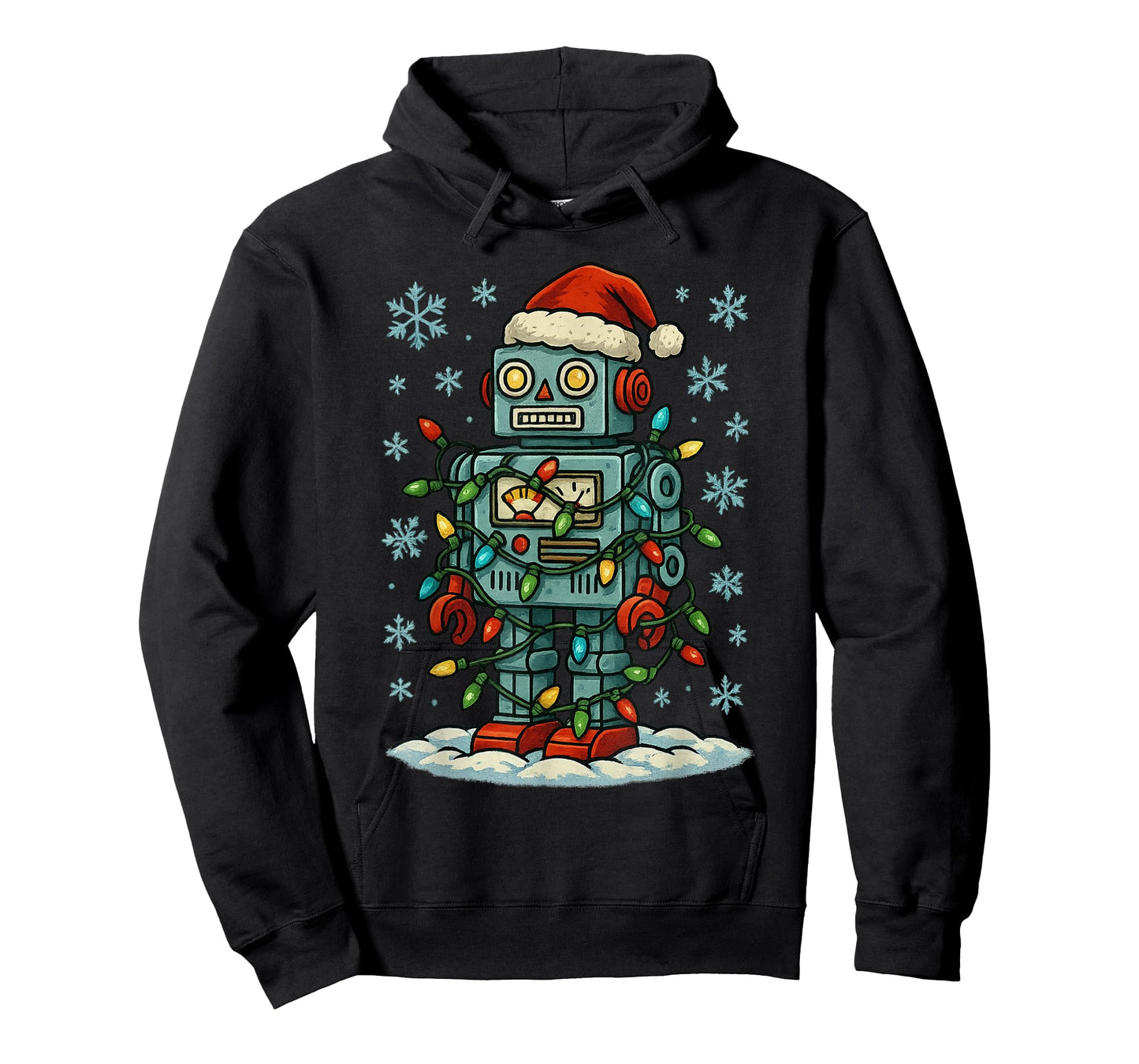 Christmas Lights Wrapped On Cute Kids Robot Toy Lover T-Shirt