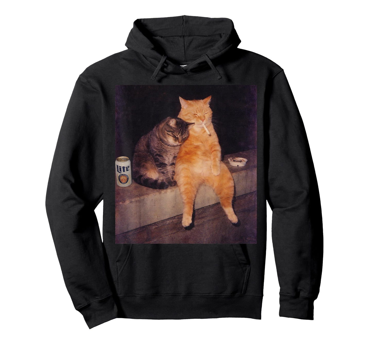 Funny Cat Smoking Beer Vintage Y2K Grunge Meme Graphic Tee T-Shirt