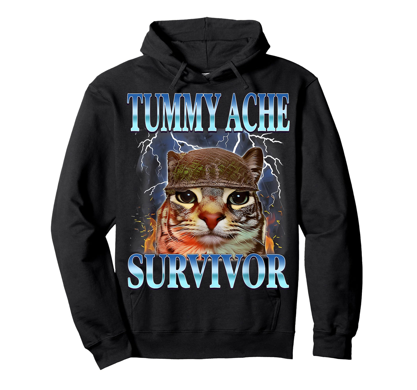 I Survived Today's Tummy Ache Survivor Funny Cat Meme T-Shirt