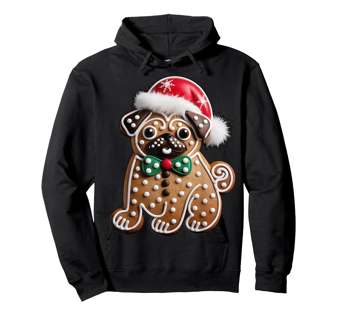 Funny Gingerbread Pug Christmas Womens Mens Kids Boys T-Shirt