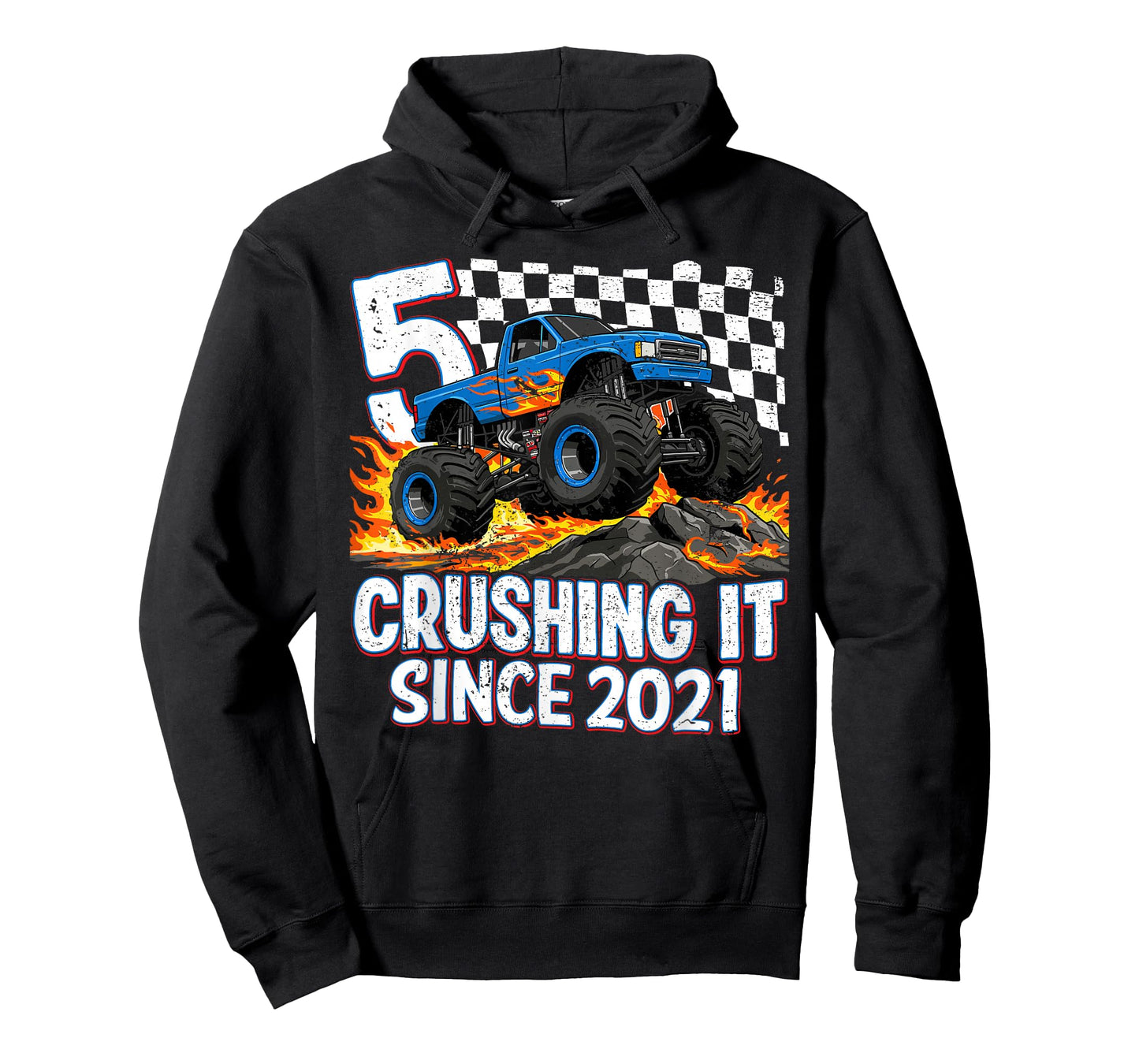5th Birthday Monster Truck 5 Year Old Boys Party Born 2021 T-Shirt