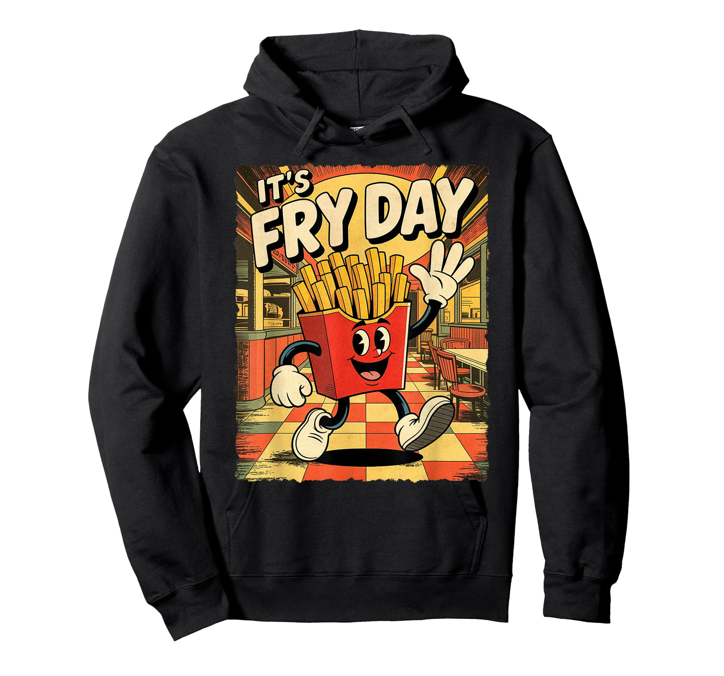 It’s Fry Day Funny Rubber Hose Cartoon French Fries Graphic T-Shirt