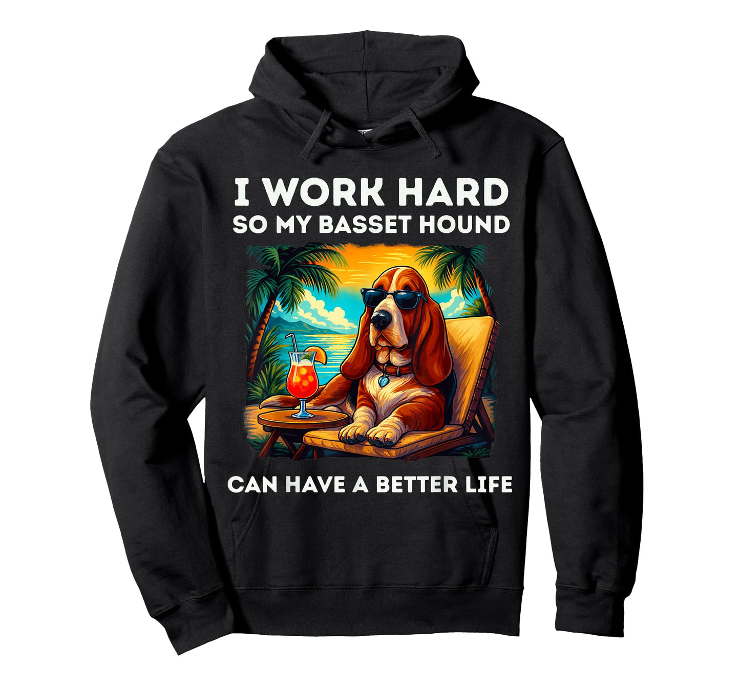 Funny Basset Hound Design I Work Hard Basset Hound Lover T-Shirt