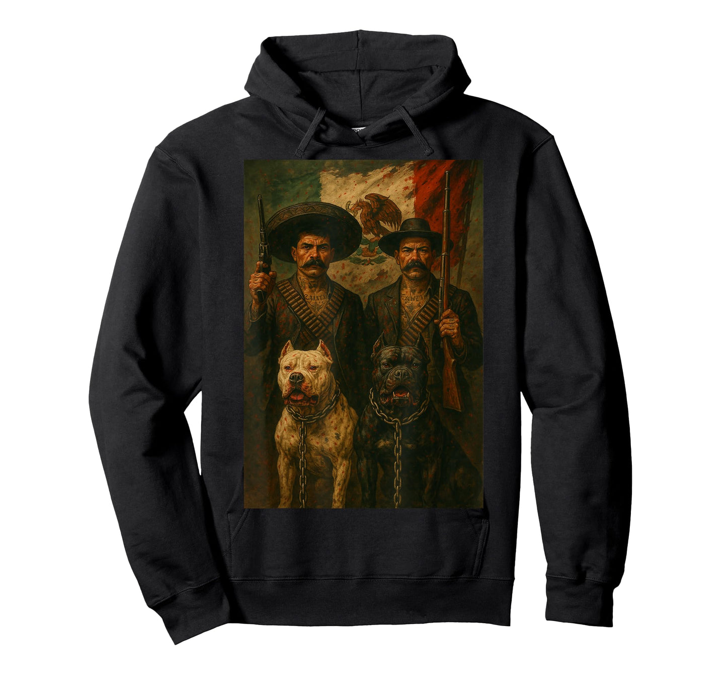 Zapata Villa Pit Bull Mexican Flag T-Shirt