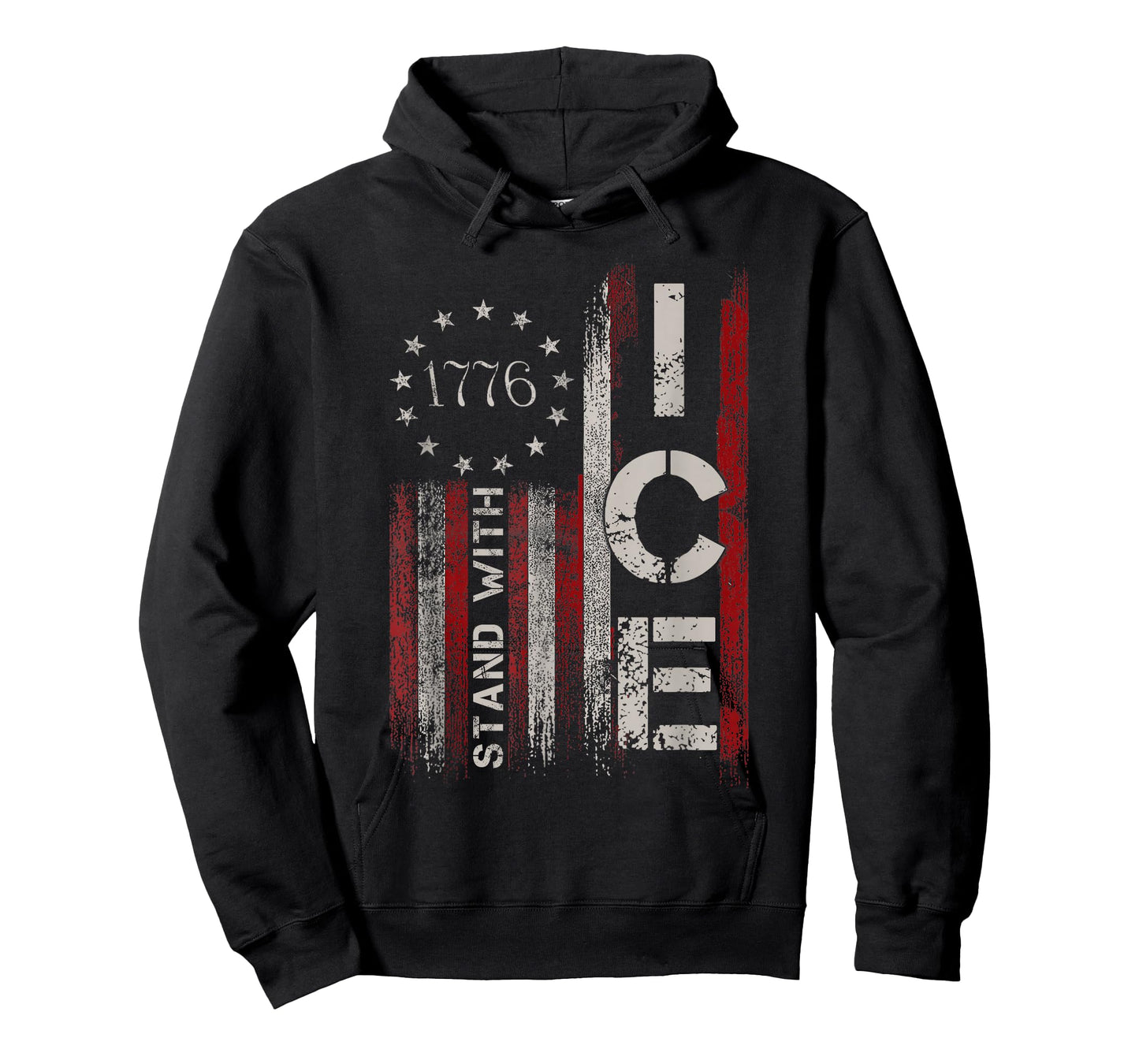 Support ICE Immigration Officers American Flag Border Patrol T-Shirt