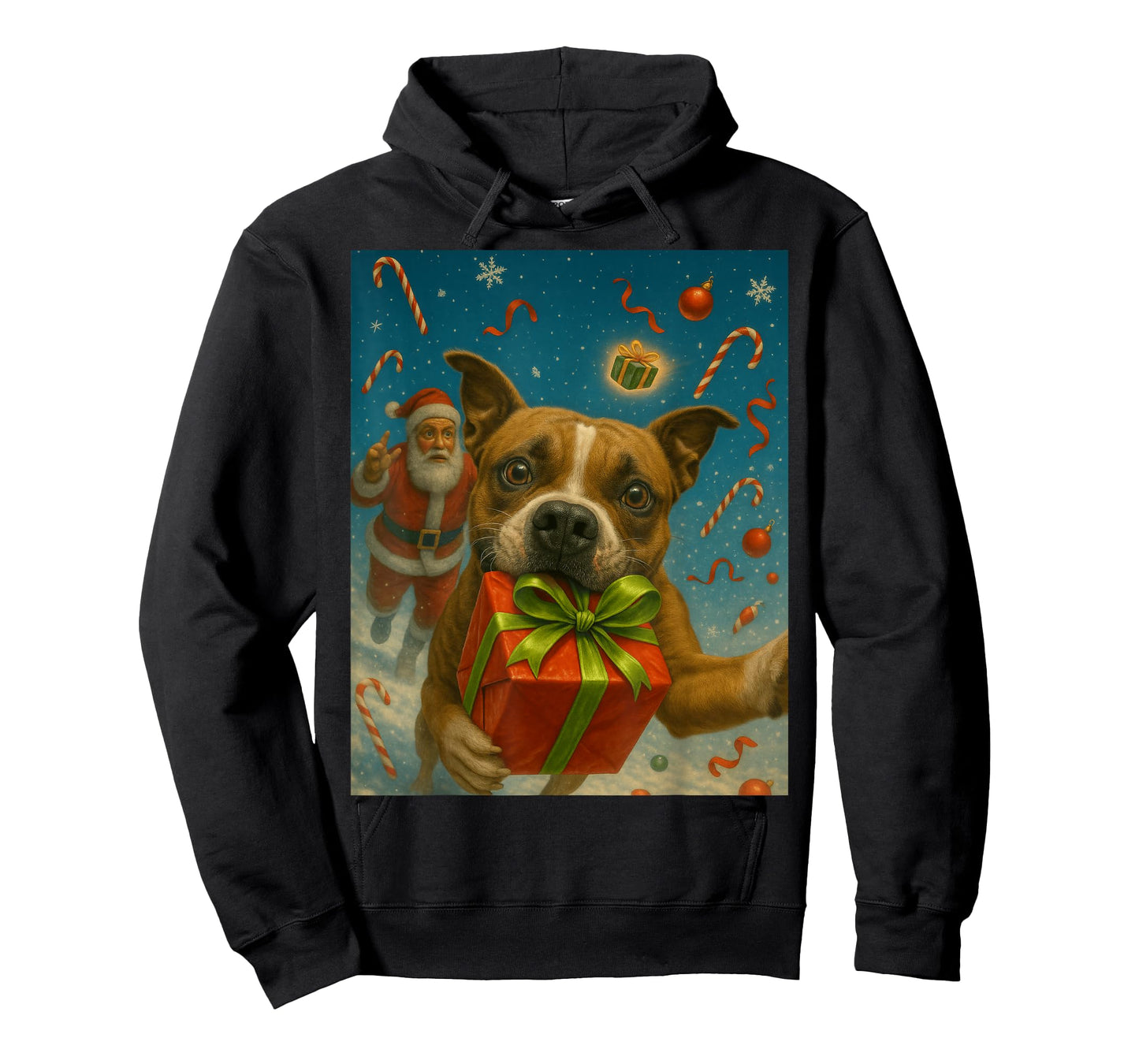 Christmas Pitbull Shirt - Funny Dog Selfie & Santa T-Shirt