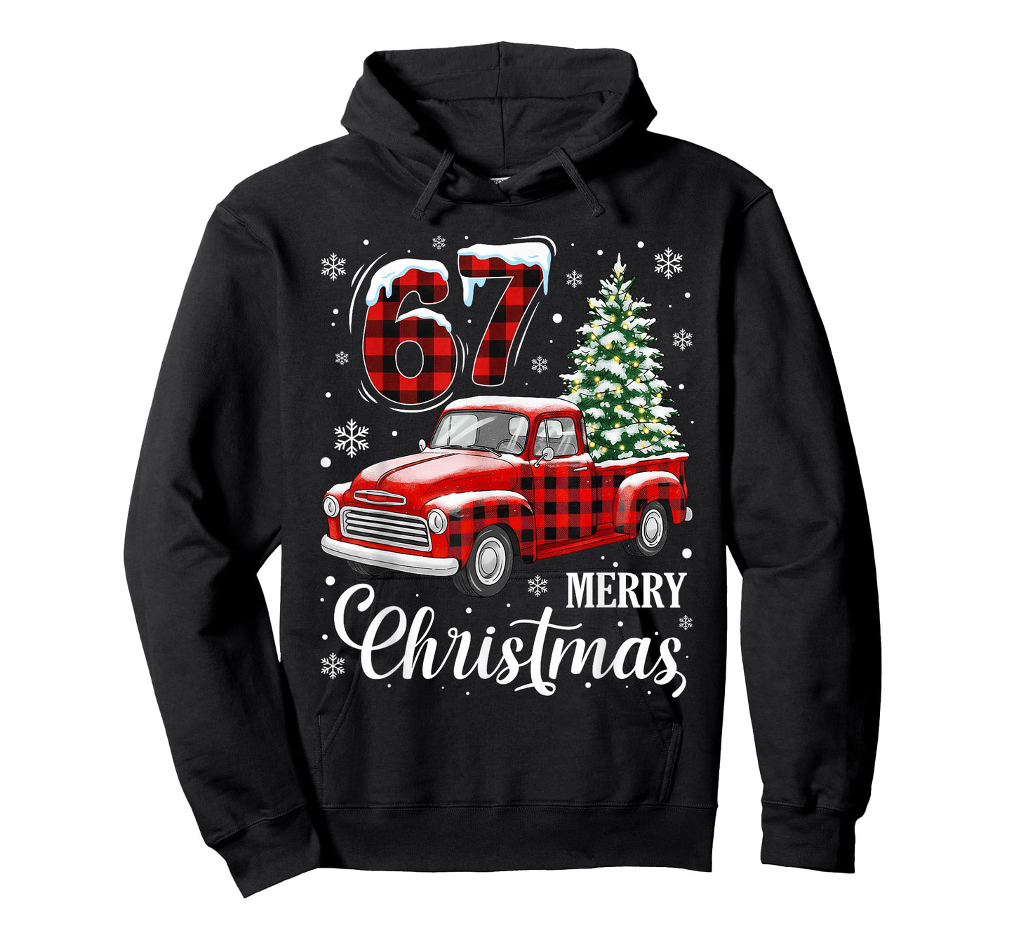 Merry Christmas Red Plaid Truck 67 Xmas Holiday Pajama T-Shirt