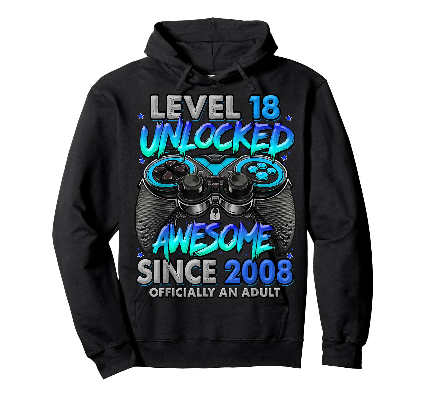 Level 18 Unlocked Awesome Since 2008 18th Birthday Gaming T-Shirt