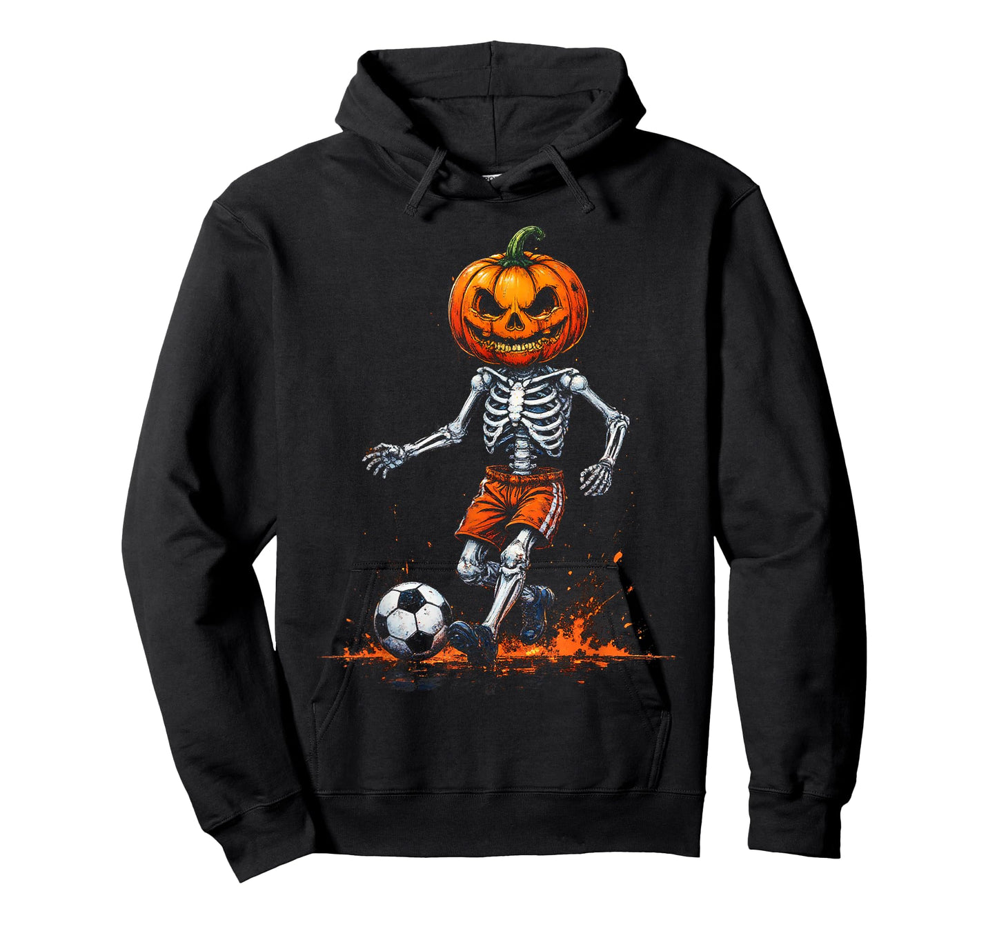 Spooky Pumpkin Skeleton Soccer Funny Halloween 2025 Costume T-Shirt