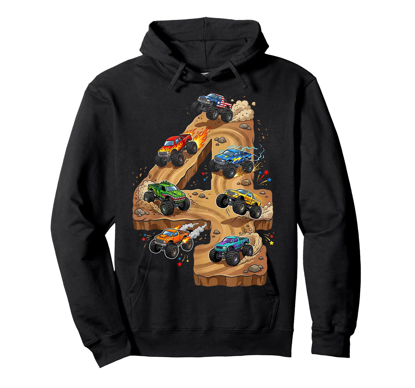 4 Year Old Monster Truck Boy Toddler 4th Birthday Party T-Shirt