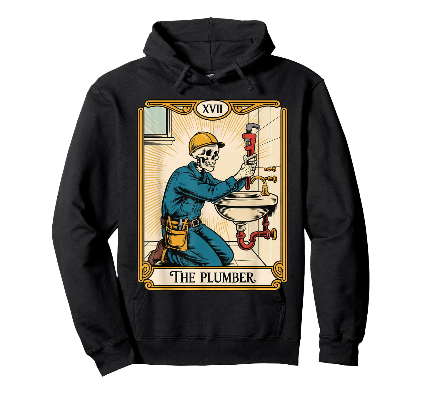The Plumber Plumbing Tarot Card Skeleton Funny Pipefitter T-Shirt