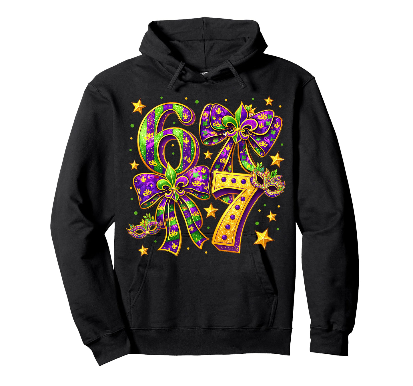 Mardi Gras Six Seven Bow Jester Beads 6 7 Meme Girls Kids T-Shirt