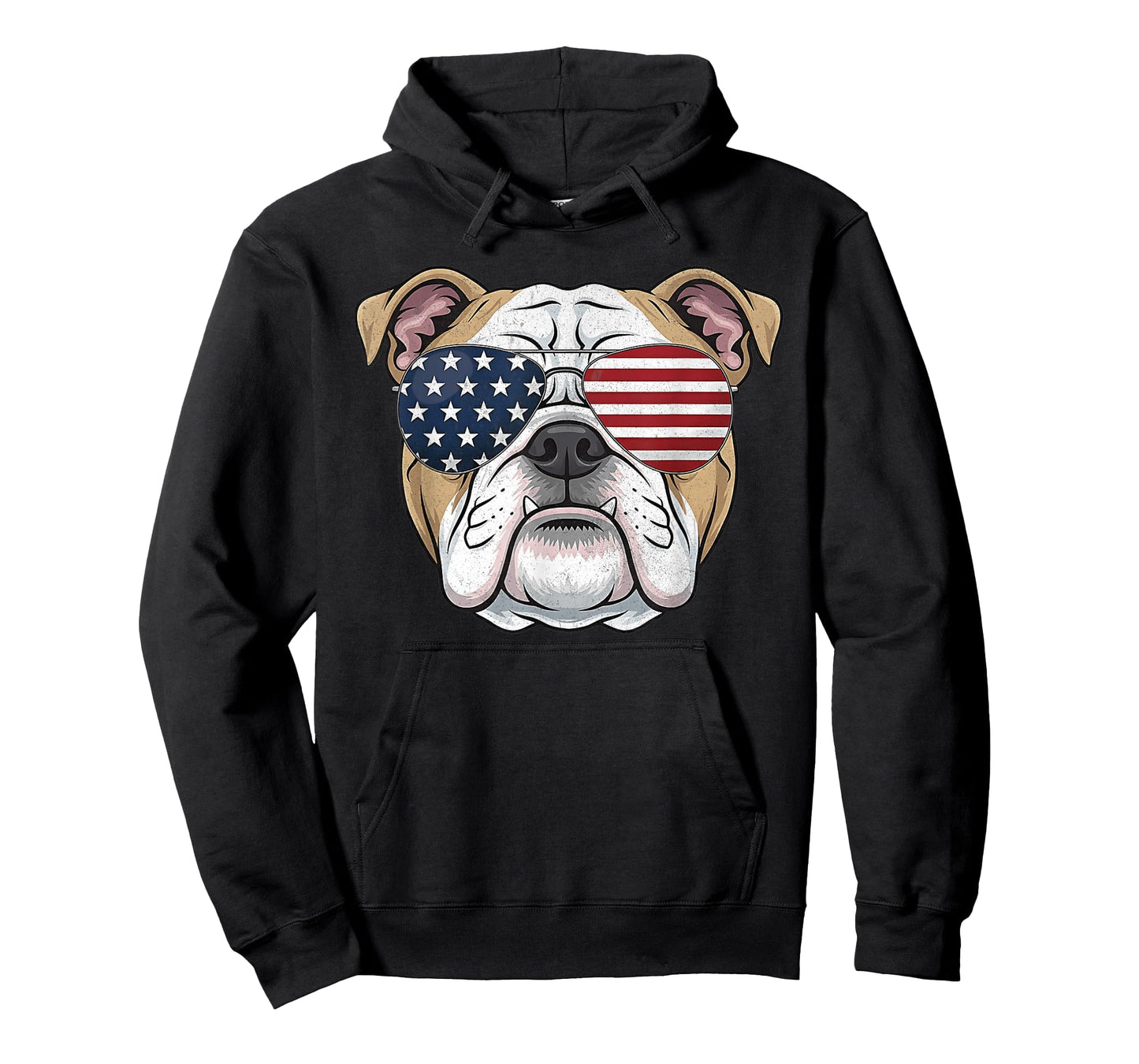 Bulldog Animal Graphic with USA Sunglasses T-Shirt