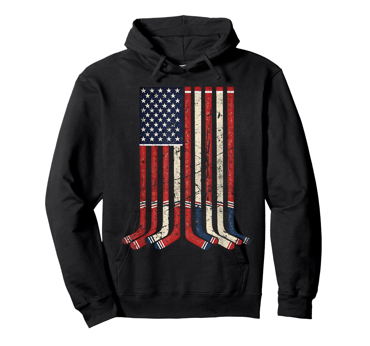 USA Flag Hockey Sticks Patriotic Ice Hockey Player Men Boys T-Shirt