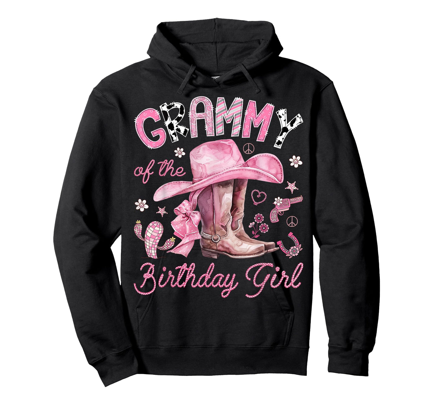 Grammy of The Birthday Girl Pink Cowgirl Western Rodeo T-Shirt