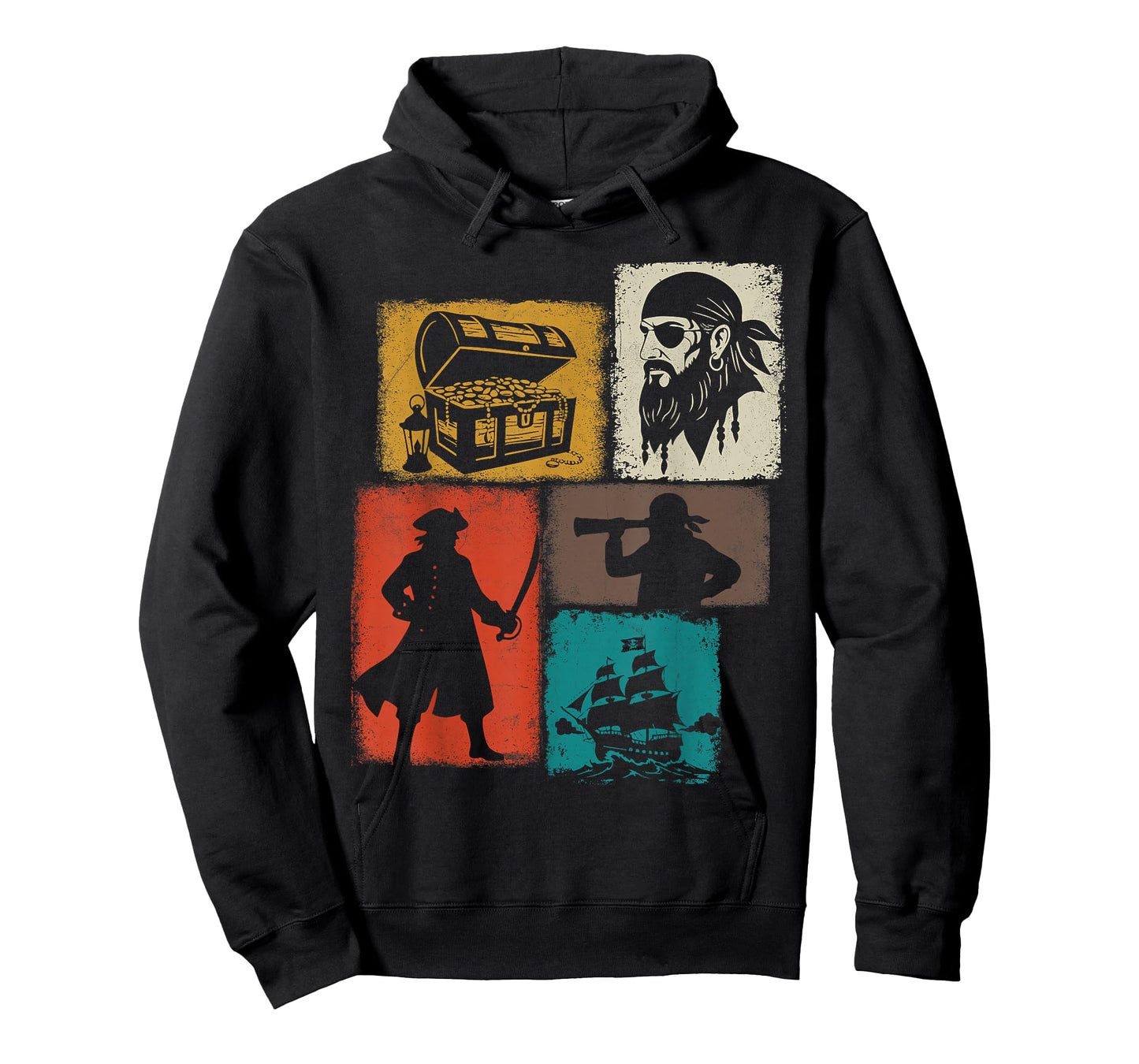 Pirate Vintage Collage Sailor Captain Treasure Hunter T-Shirt