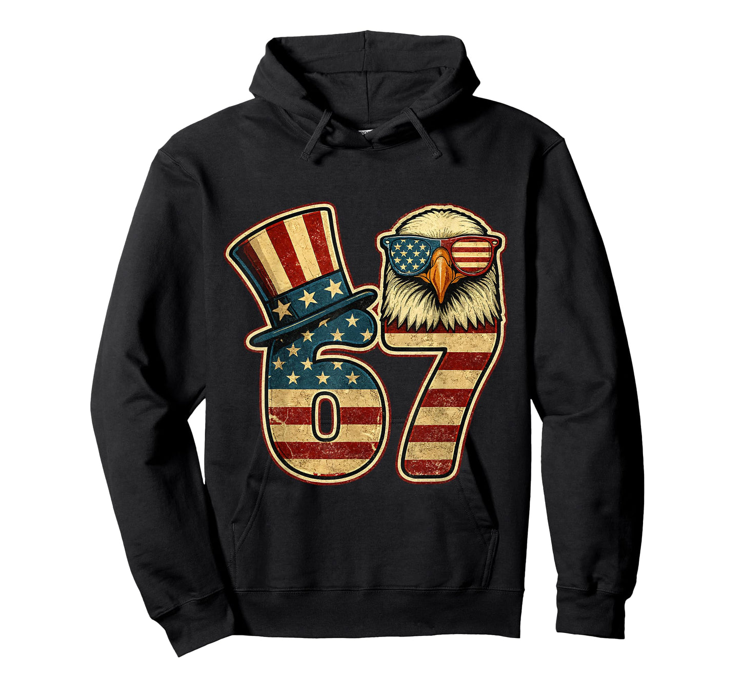 67 Six Seven Eagle Outfit for 4th of July Patriotic USA Flag T-Shirt