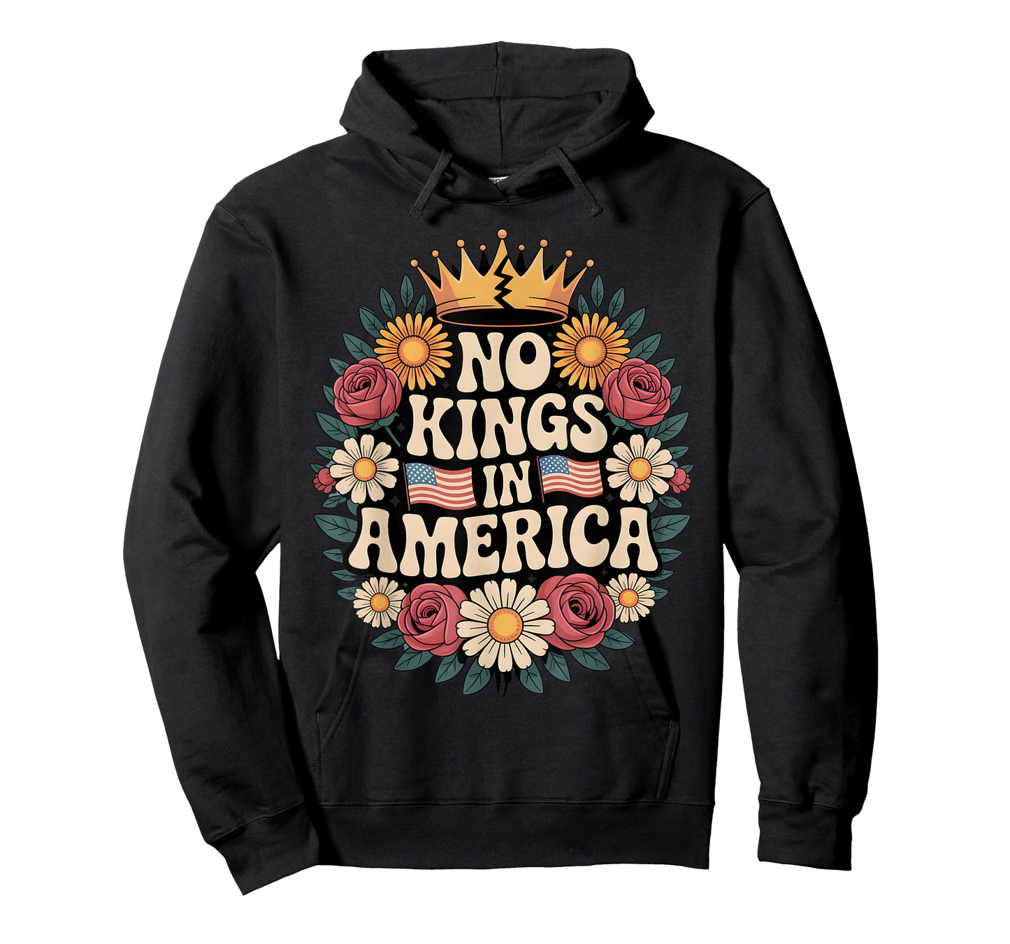 No Kings in America Patriotic Democracy Freedom Retro T-Shirt