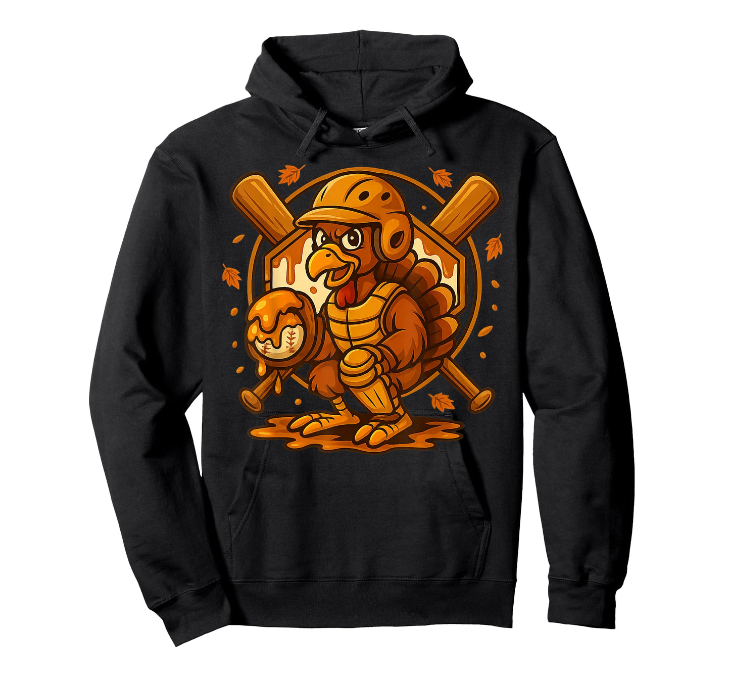 Funny Turkey Batter Catcher Thanksgiving Baseball Drip T-Shirt
