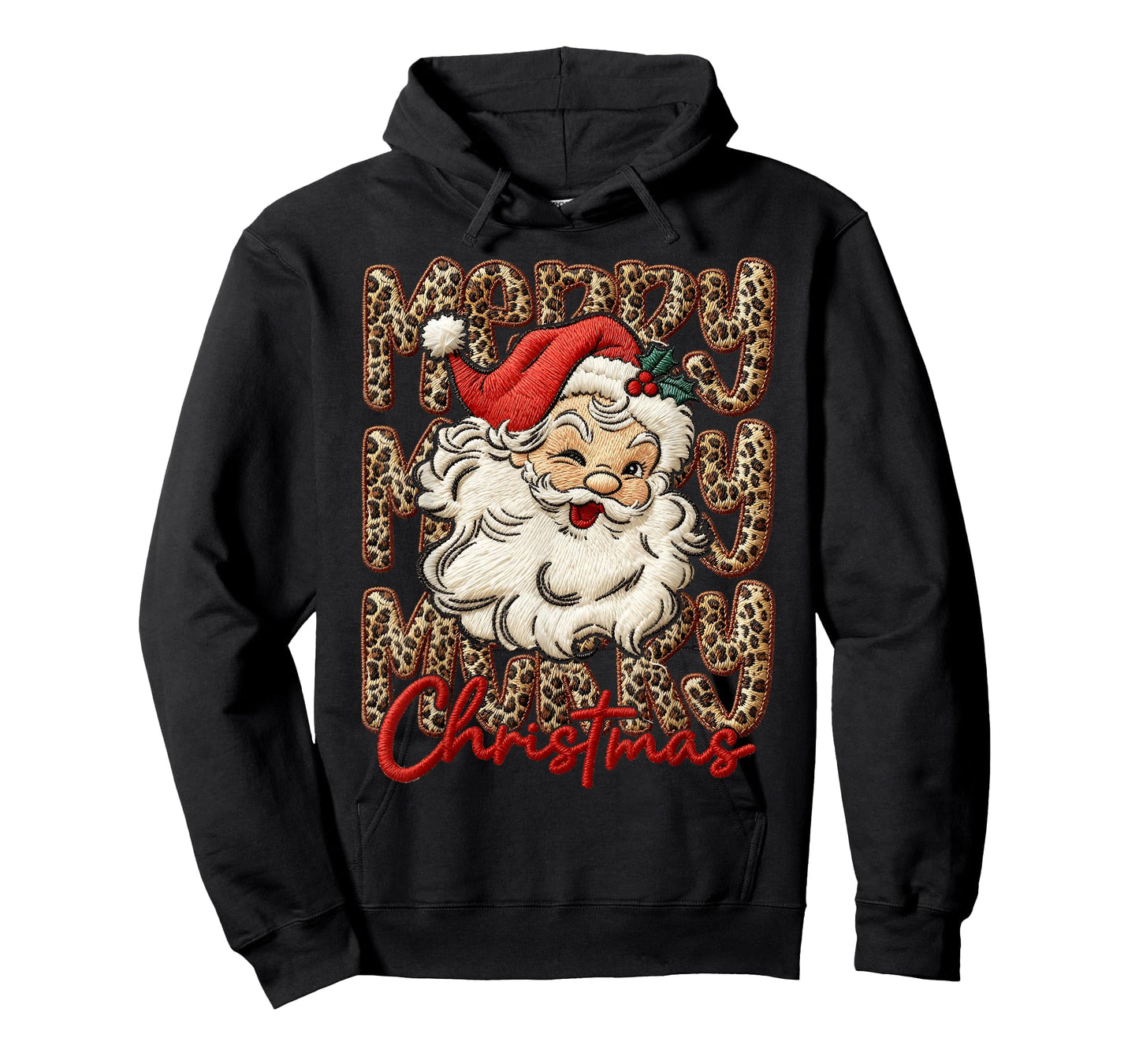 Merry Christmas Leopard Santa Hat Cheetah Xmas Pajamas T-Shirt