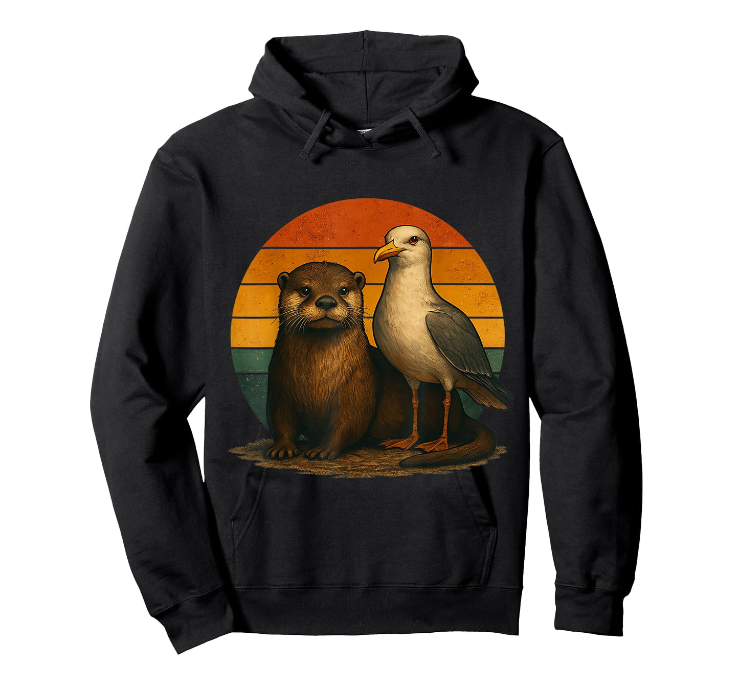 Otter Seagull Retro Animal Friends T-Shirt