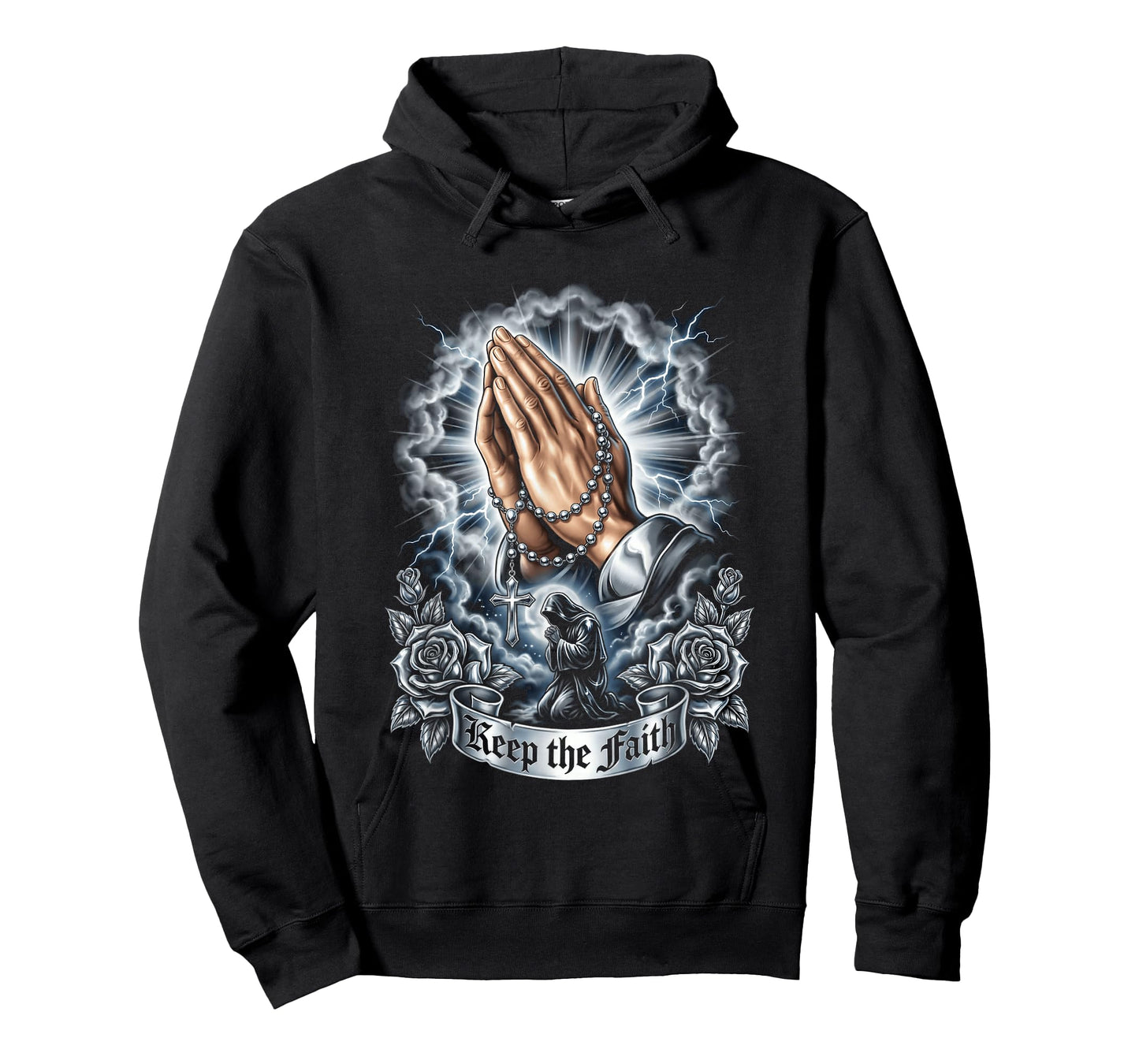 Chicano Praying Hands Rosary Keep The Faith Religious T-Shirt