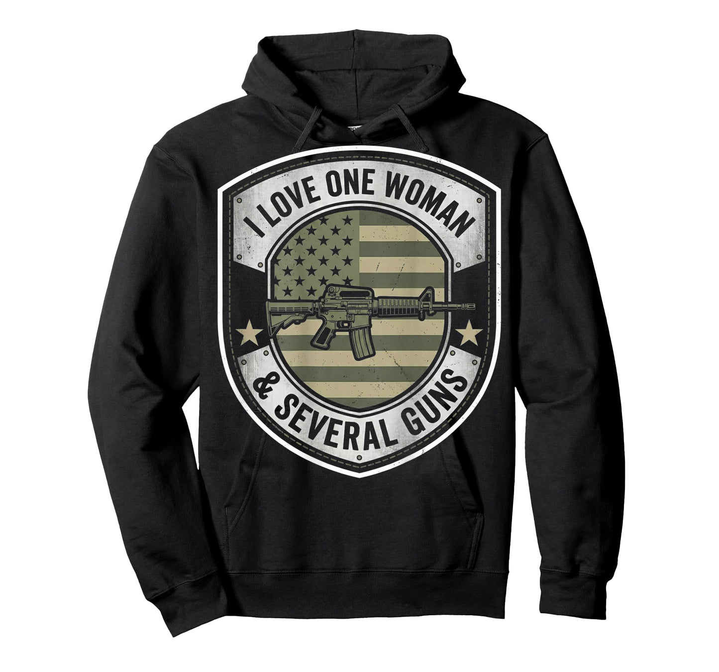 I Love One Woman & Several Guns Husband Funny Gun (on Back) T-Shirt