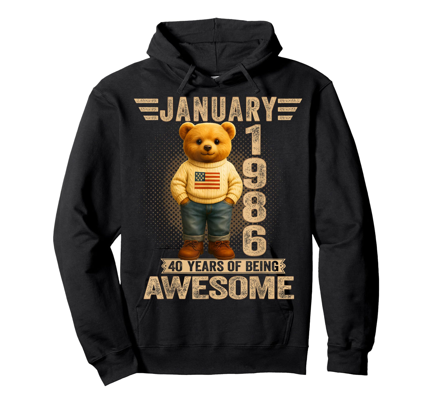40 Year Old January 1986 Teddy Bear 40th Birthday Men Women T-Shirt