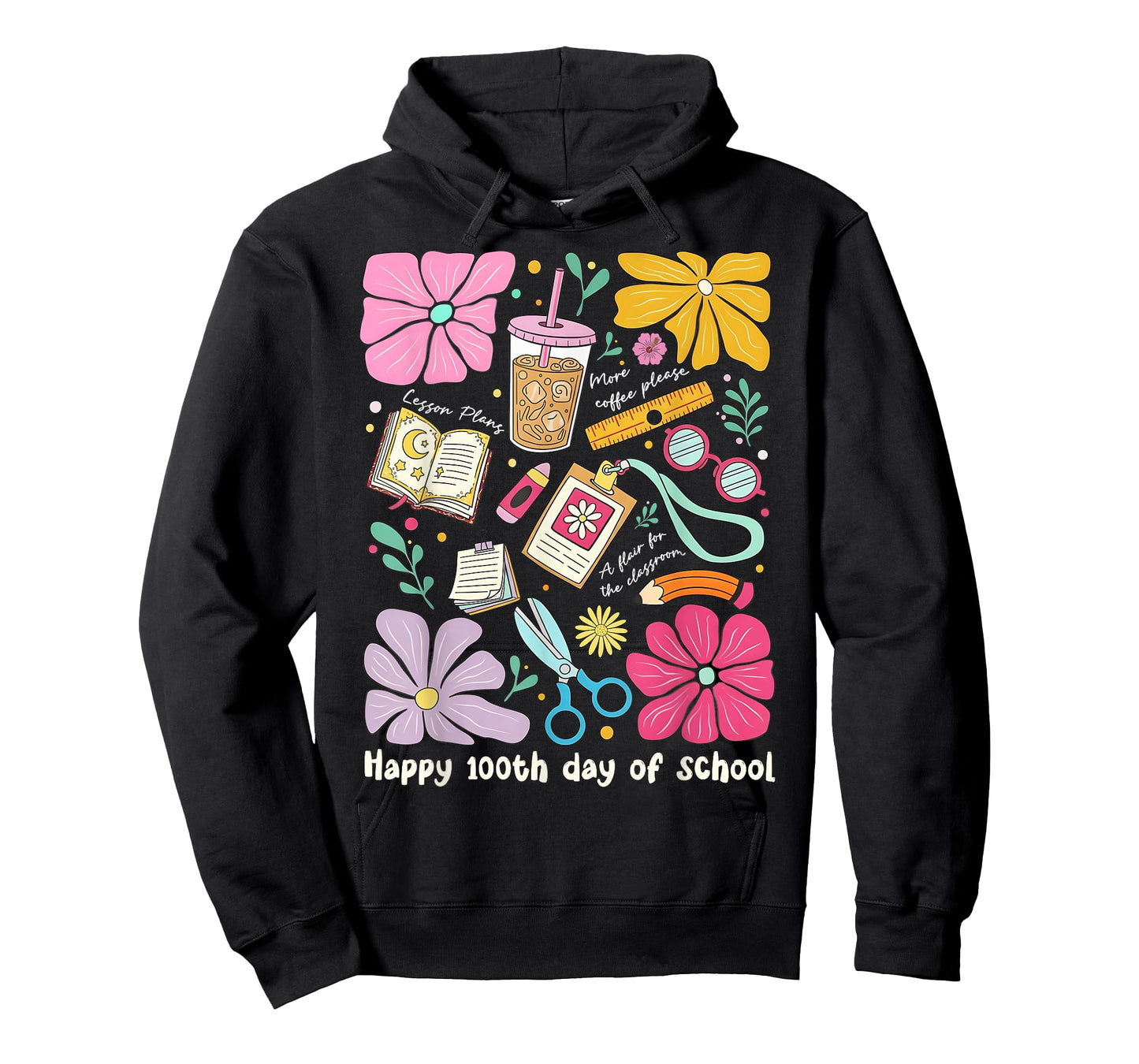 Happy 100th Day of School Boho Floral Coffee Teacher Student T-Shirt