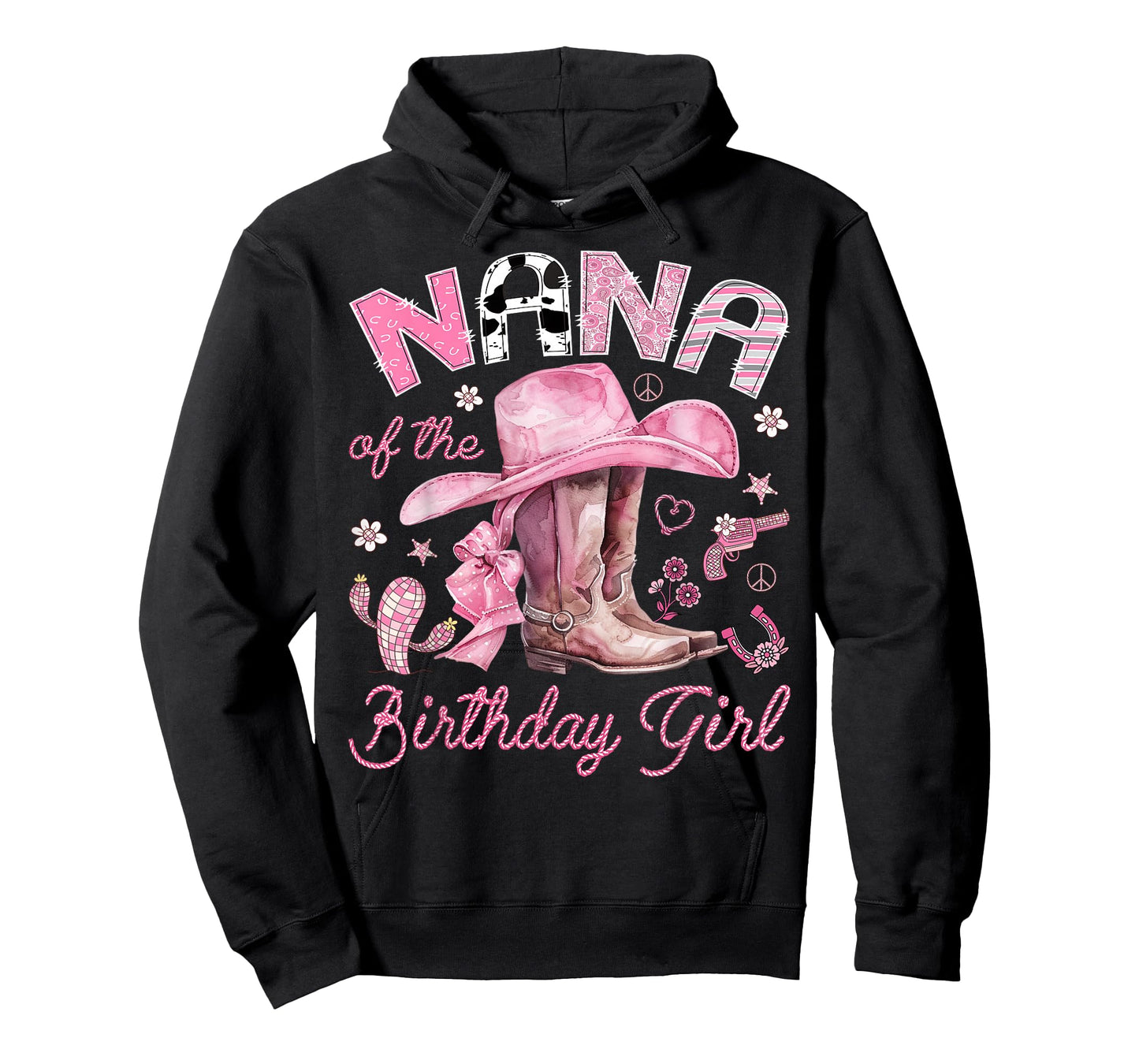 Nana of The Birthday Girl Pink Cowgirl Western Rodeo T-Shirt