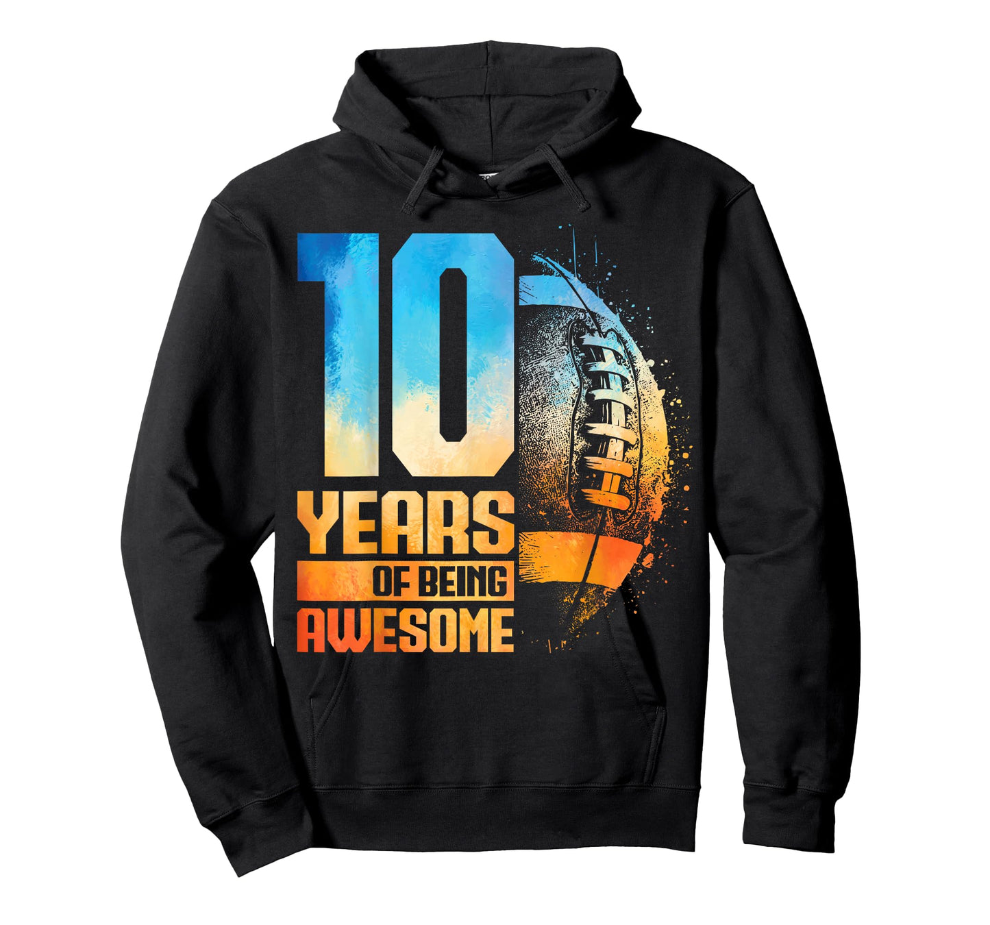 10th Birthday Retro American Football 10 Years Old Boy Girl T-Shirt