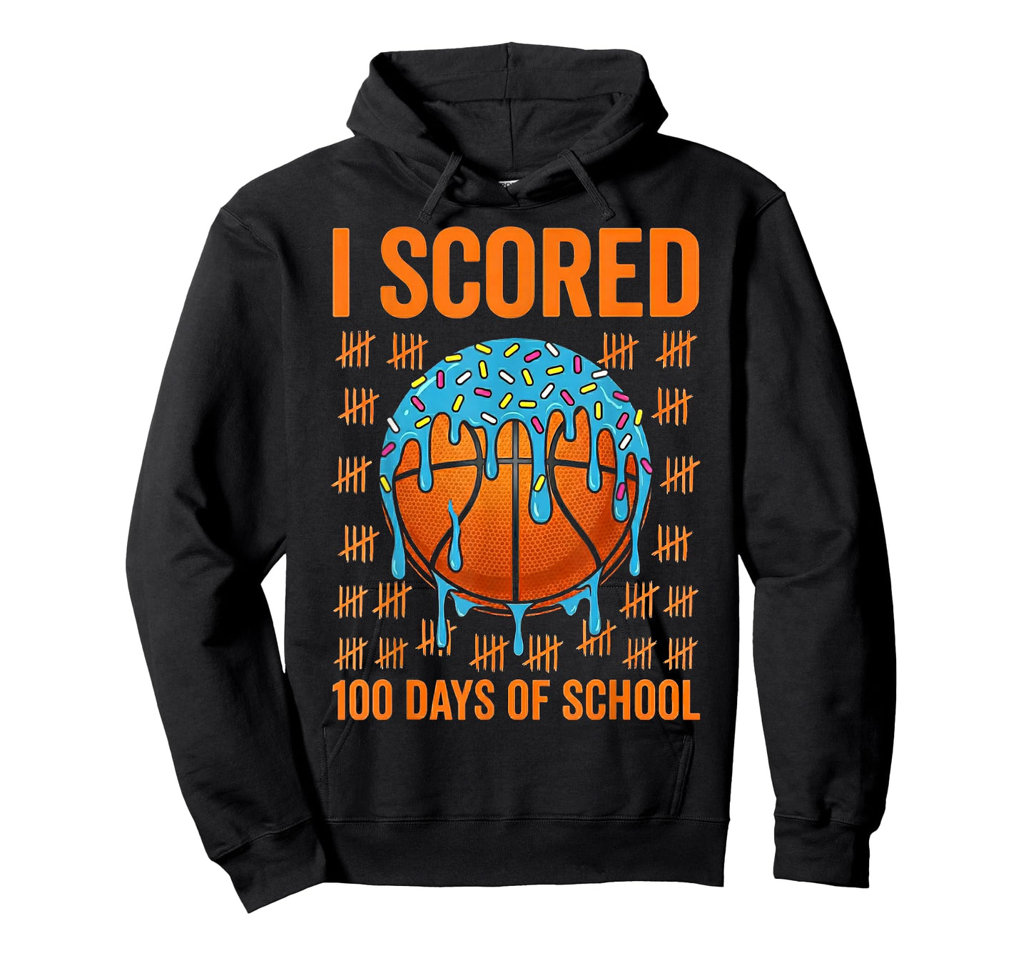100 Days of School Basketball Ice Cram Drip 100th T-Shirt