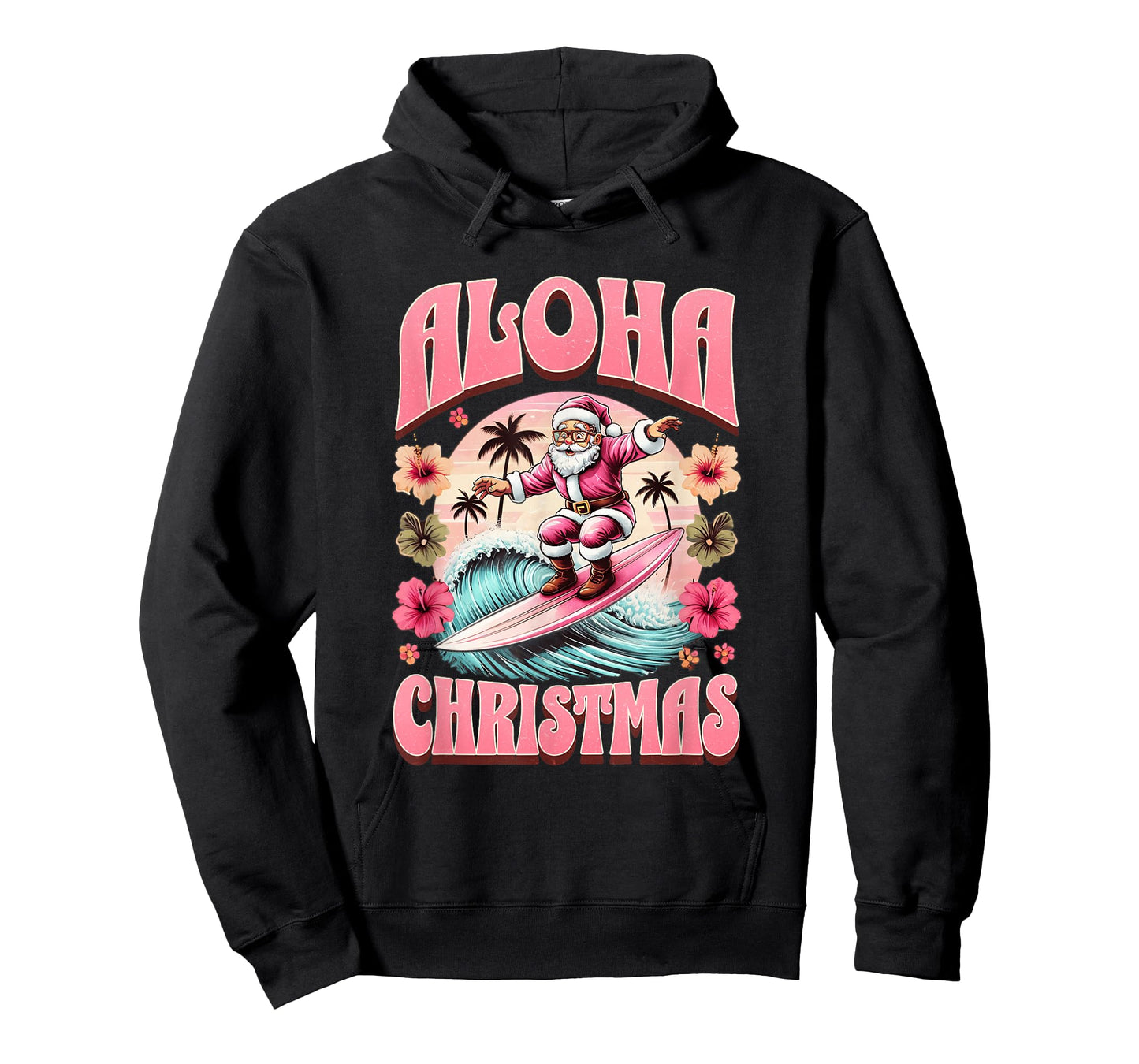 Aloha Christmas Santa Claus Surfing Hawaiian Mele Kalikimaka T-Shirt
