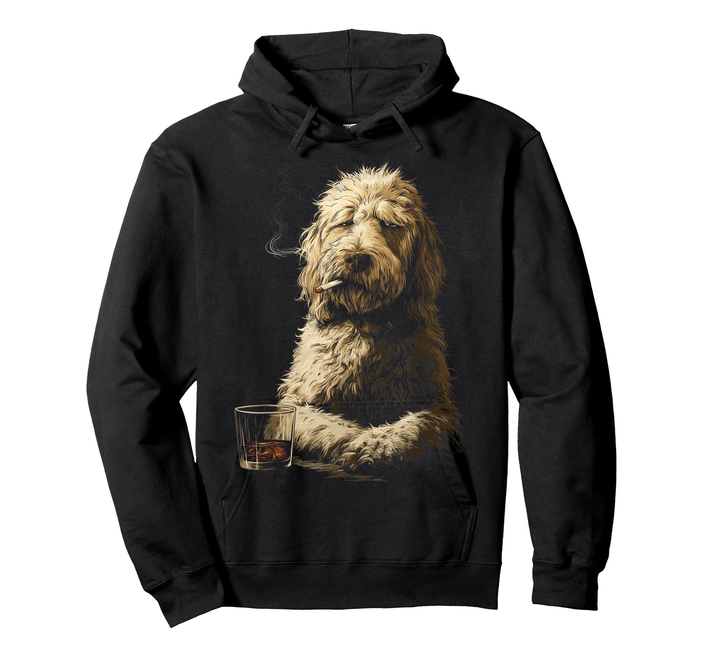 Goldendoodle Smoking Cigarette Whisky Lover Funny Doodle Dog T-Shirt