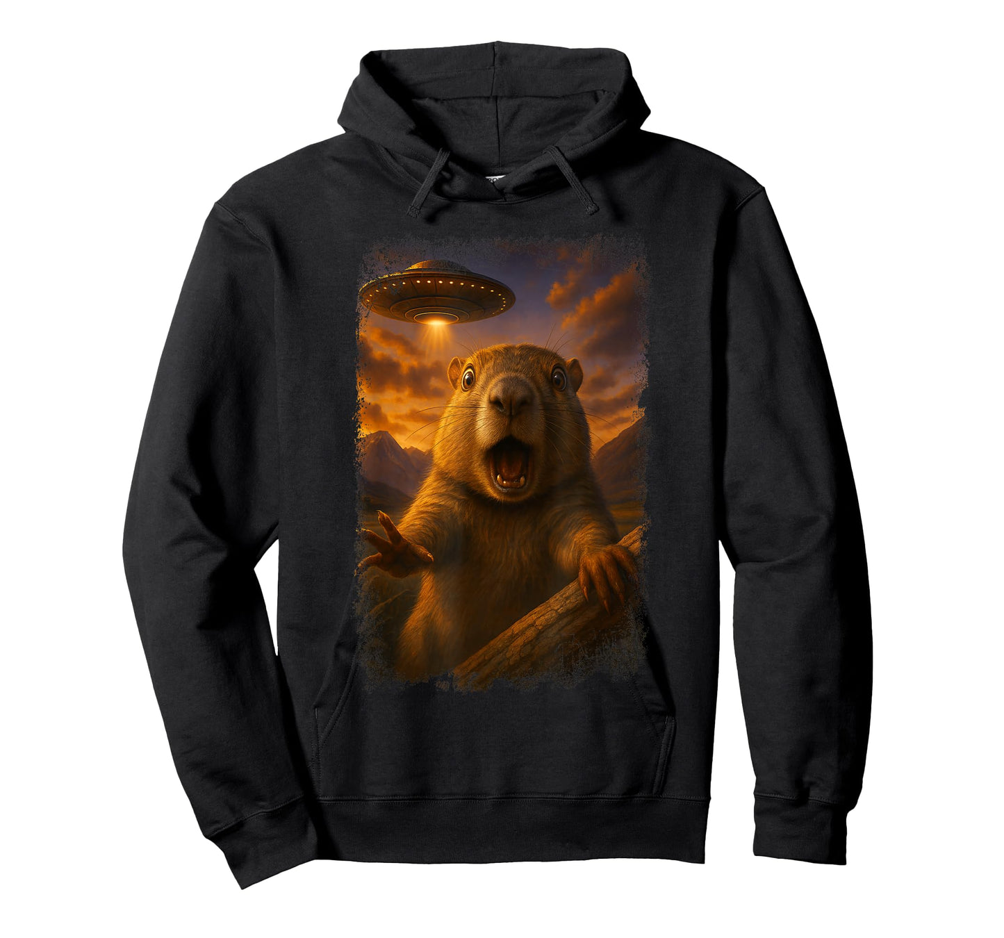 Distressed Prairie Dog UFO Selfie Funny Alien Invasion Humor T-Shirt