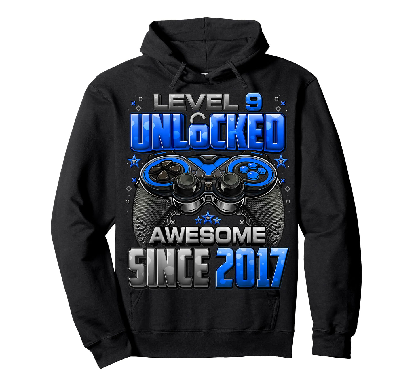 Level 9 Unlocked Awesome Since 2017 9th Birthday Gaming T-Shirt