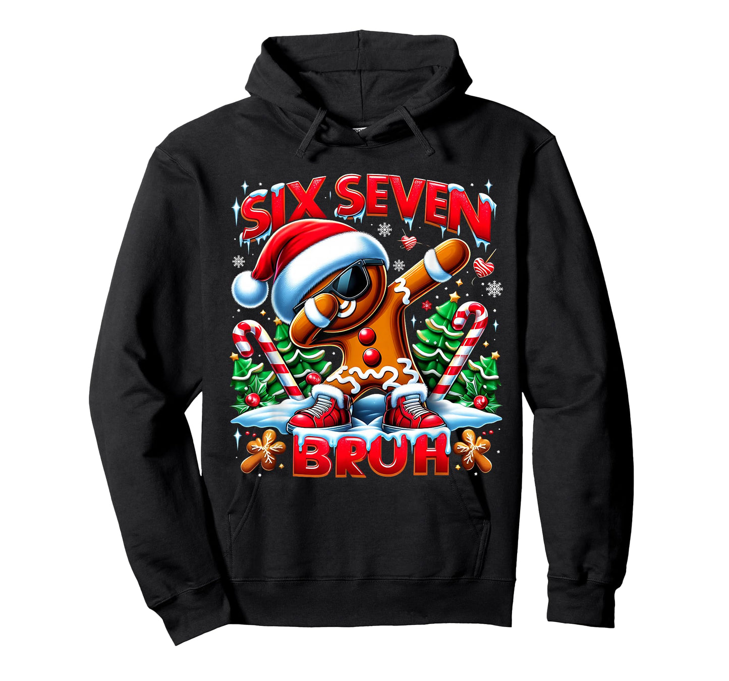 Six Seven Bruh Funny Gingerbread Christmas Meme T-Shirt