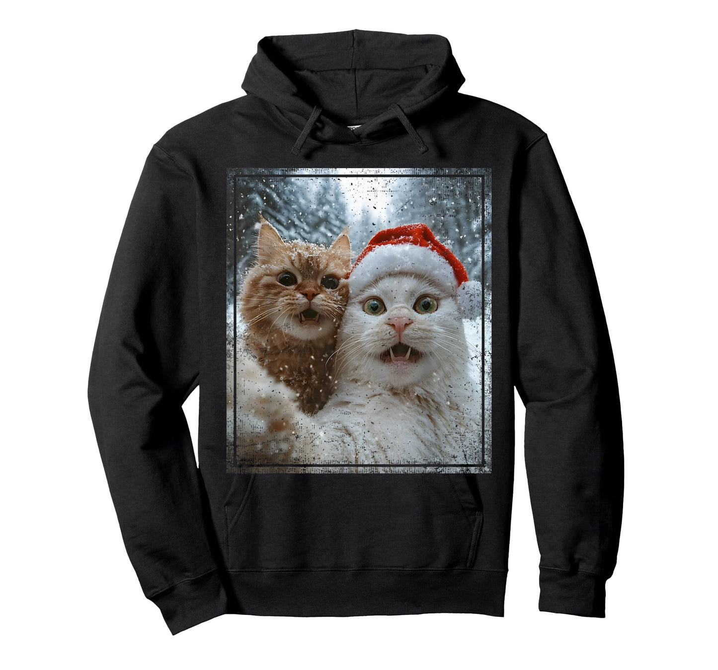 Funny Christmas Cat Selfie Santa Hat Design T-Shirt