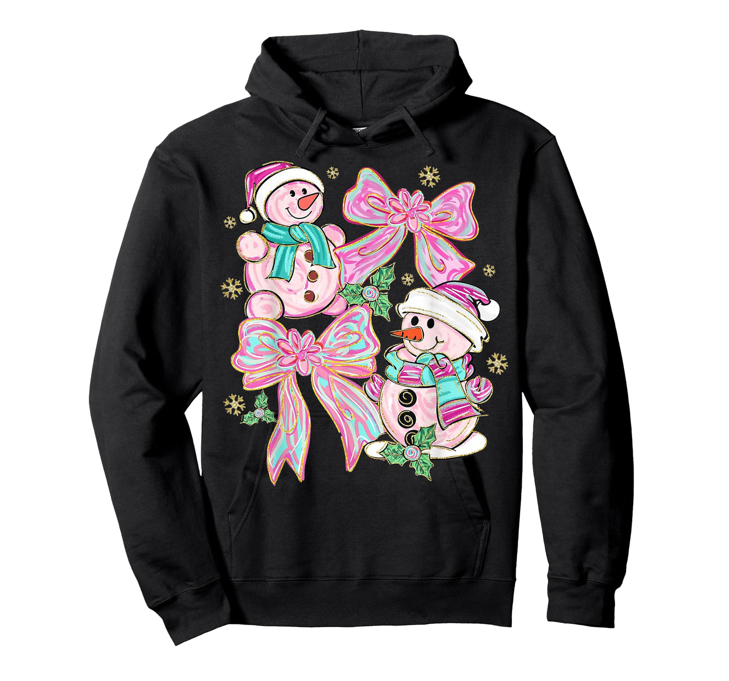 Pink Coquette Snowman Christmas Cute Holiday Design T-Shirt