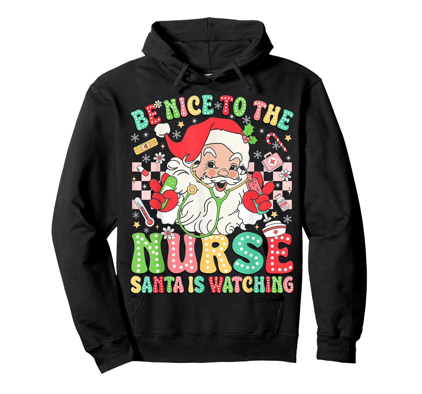 Be Nice to The Nurse Santa is Watching Funny Christmas Nurse T-Shirt