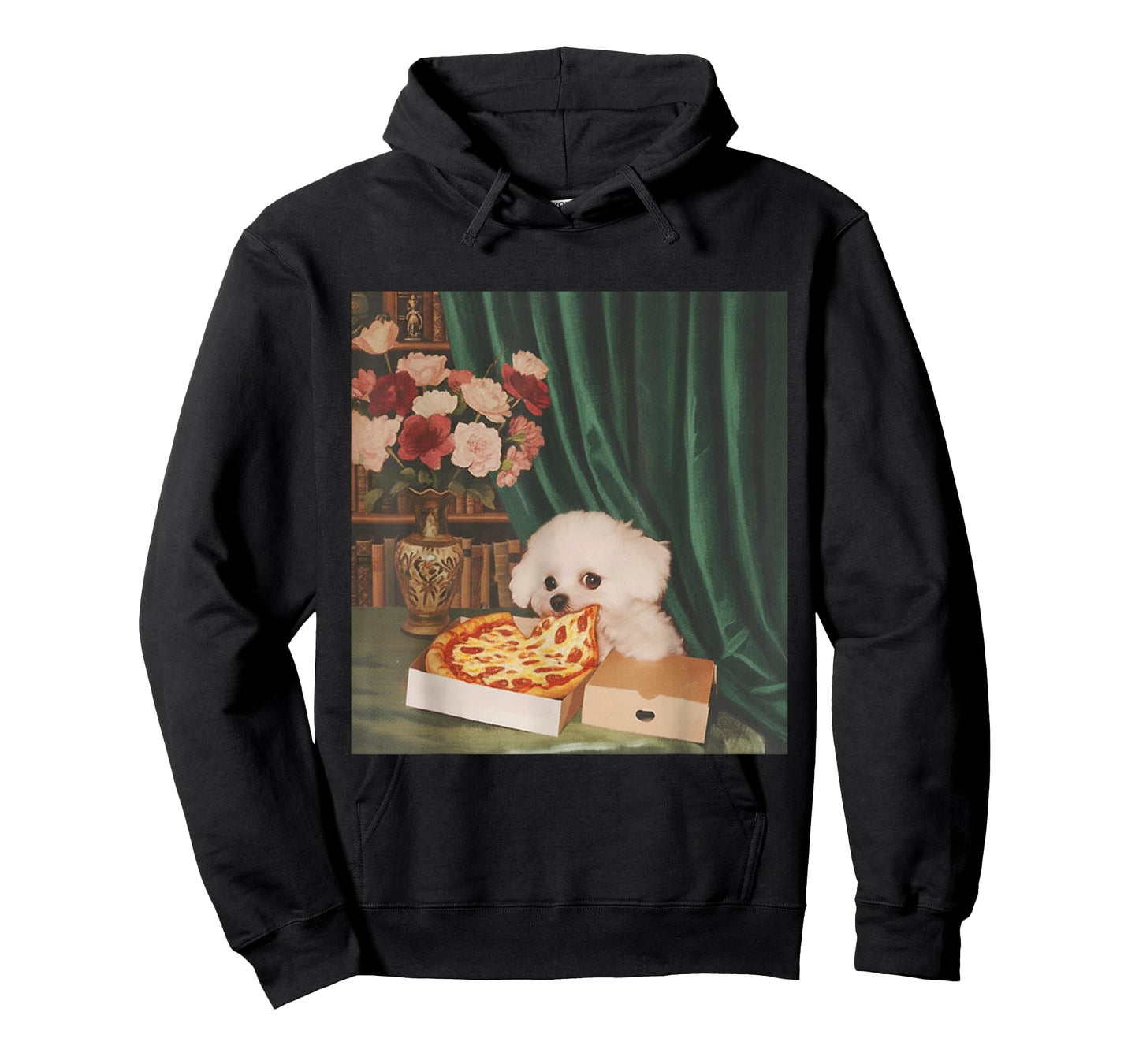 Retro Vintage Dog Eating Pizza Funny Dog Meme Men Women Kids T-Shirt