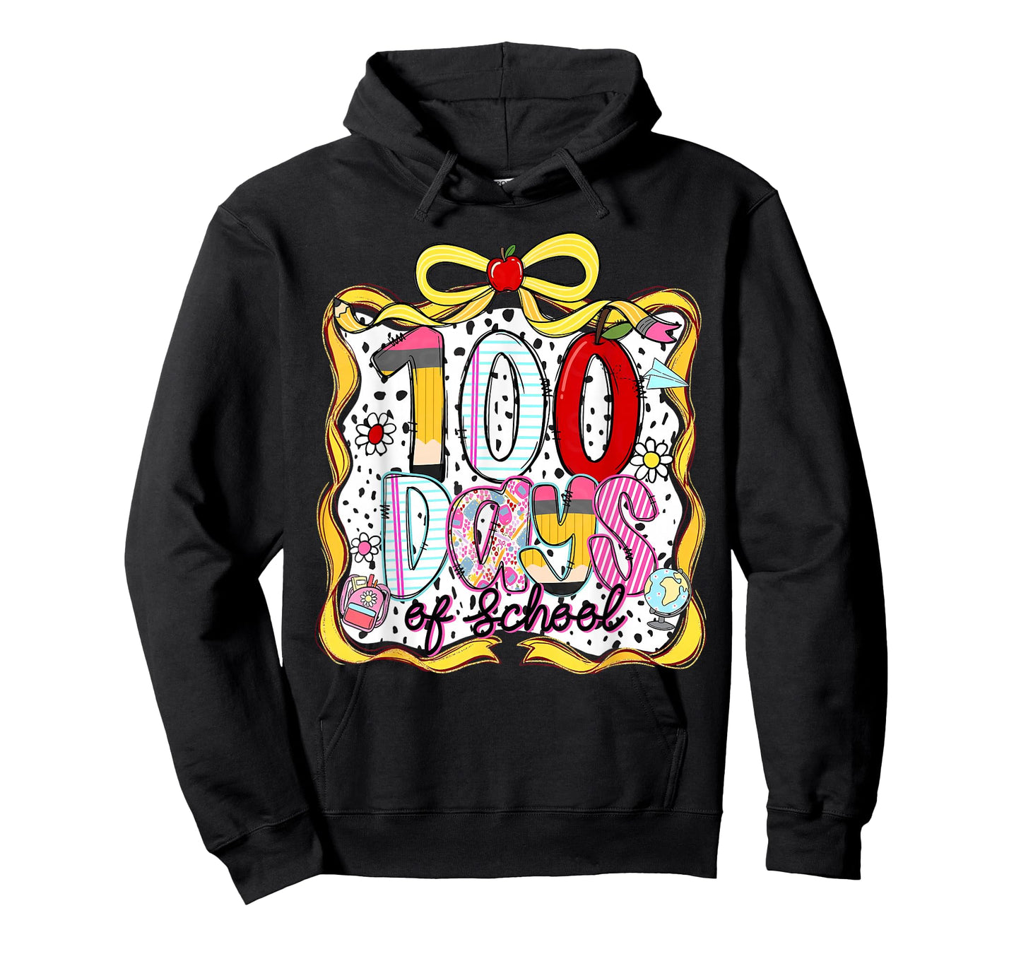 Coquette Bow 100 Days of School Student Teacher Kids Retro T-Shirt