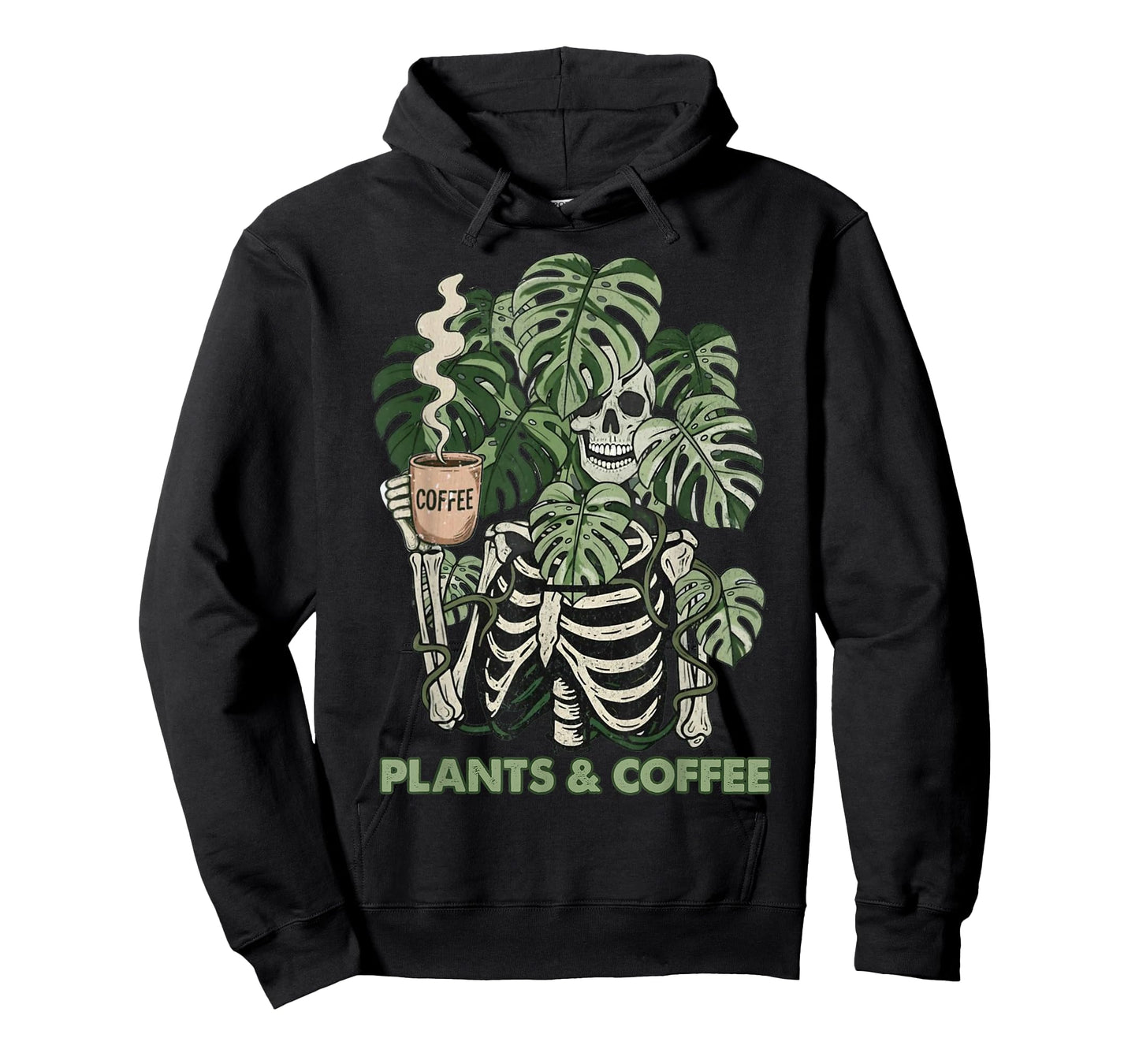 Plants and Coffee Funny Skeleton Gardening Plant Lover T-Shirt