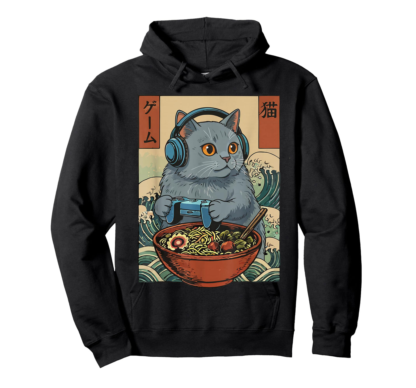 Cute Kawaii Gamer Cat Funny Ramen Retro Japanese Cat Gaming T-Shirt